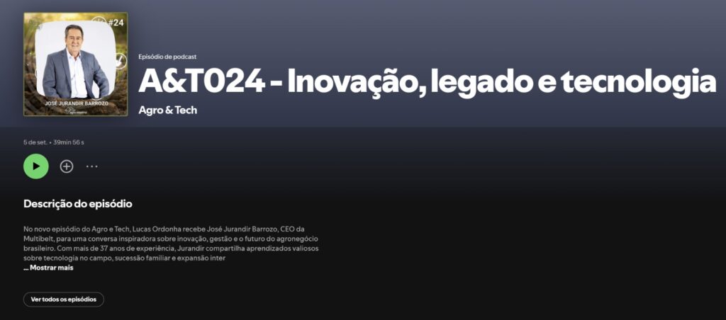 Podcast Agro & Tech: Inovação, gestão e tecnologia no campo: os insights de Jurandir Barrozo 2 Podcast Agro Tech