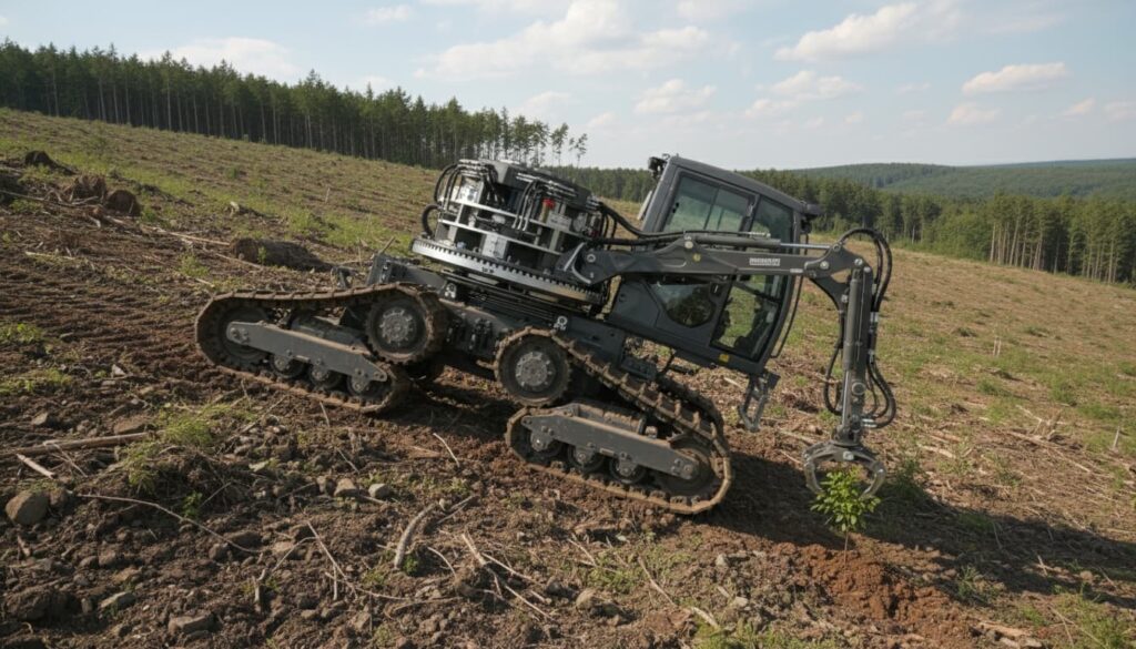 Tecnologia da Na Reflorestar para Plantio em Rampas de Ate 45 Graus eucalipto, plantio mecanizado em terrenos inclinados, máquinas para plantio de eucalipto, Na Reflorestar, plantio mecanizado em inclinações