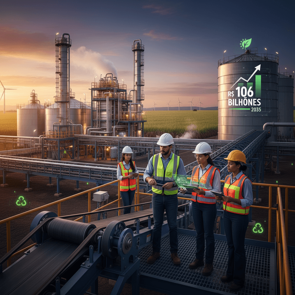 Illustration representing the future of biofuels and green energy.