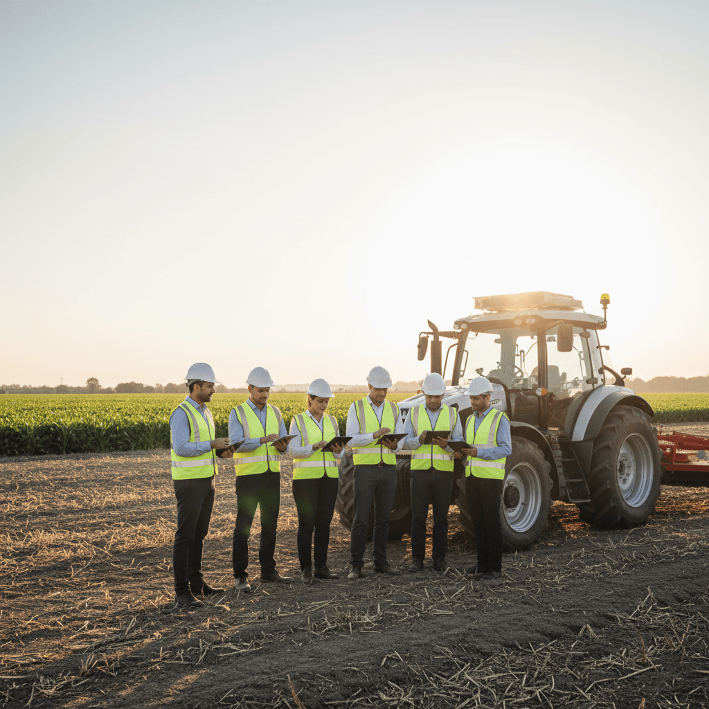 Contractor managing farm machinery outsourcing.