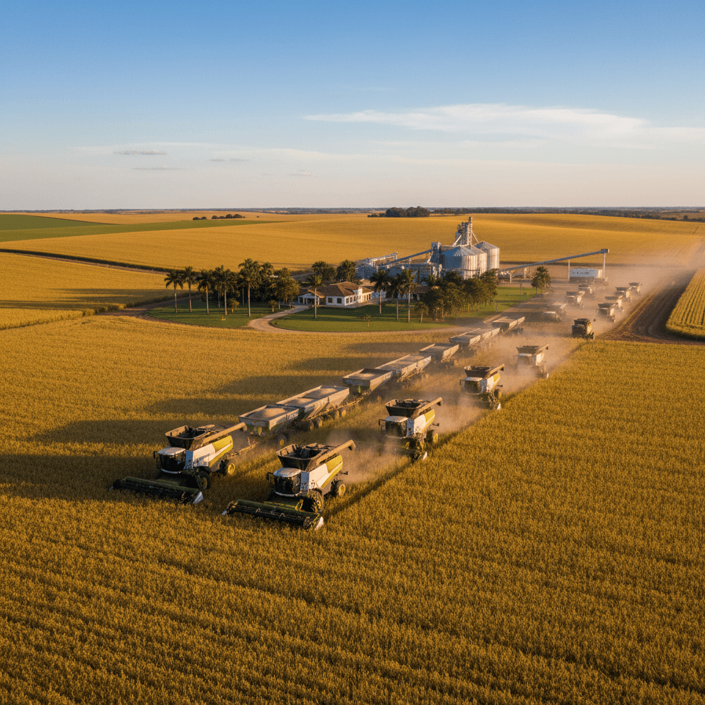 Illustration of a soybean farm in Brazil