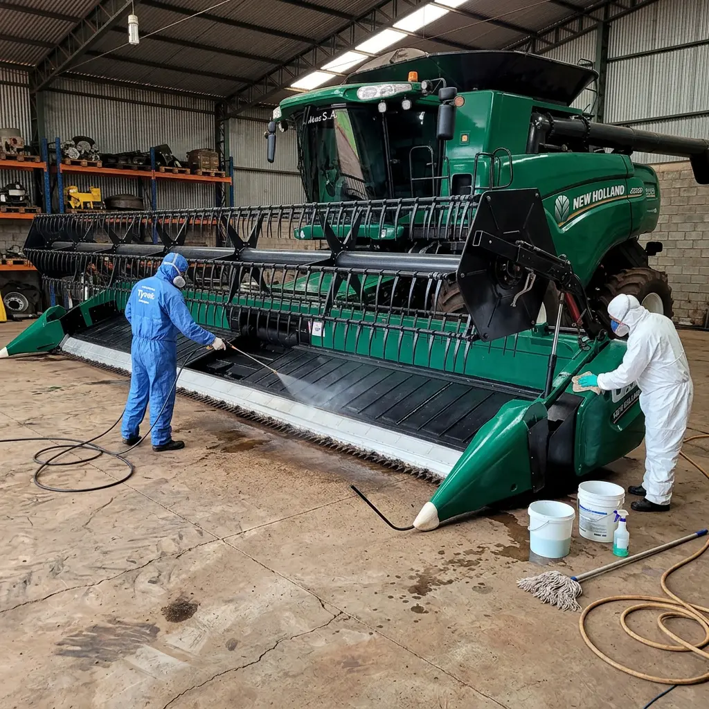 Como fazer a desinfeccao de maquinas agricolas Desinfecção Agrícola,máquinas agrícolas,resíduos,remoção,desinfetante